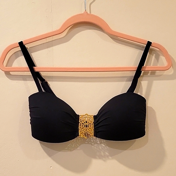 Top De Bikini Badgley Mischka - Con Aros, Fruncido Y Tirantes Ajustables, Para Un Look Elegante En La Playa